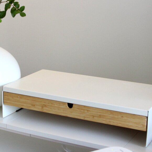 Ikea‎ ELLOVEN Monitor Stand with Drawer Steel/Bamboo White 504.747.70 - Picture 3 of 10